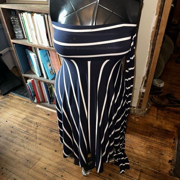 Elan convertible navy & white striped knit S maxi skirt - Picture 2 of 5